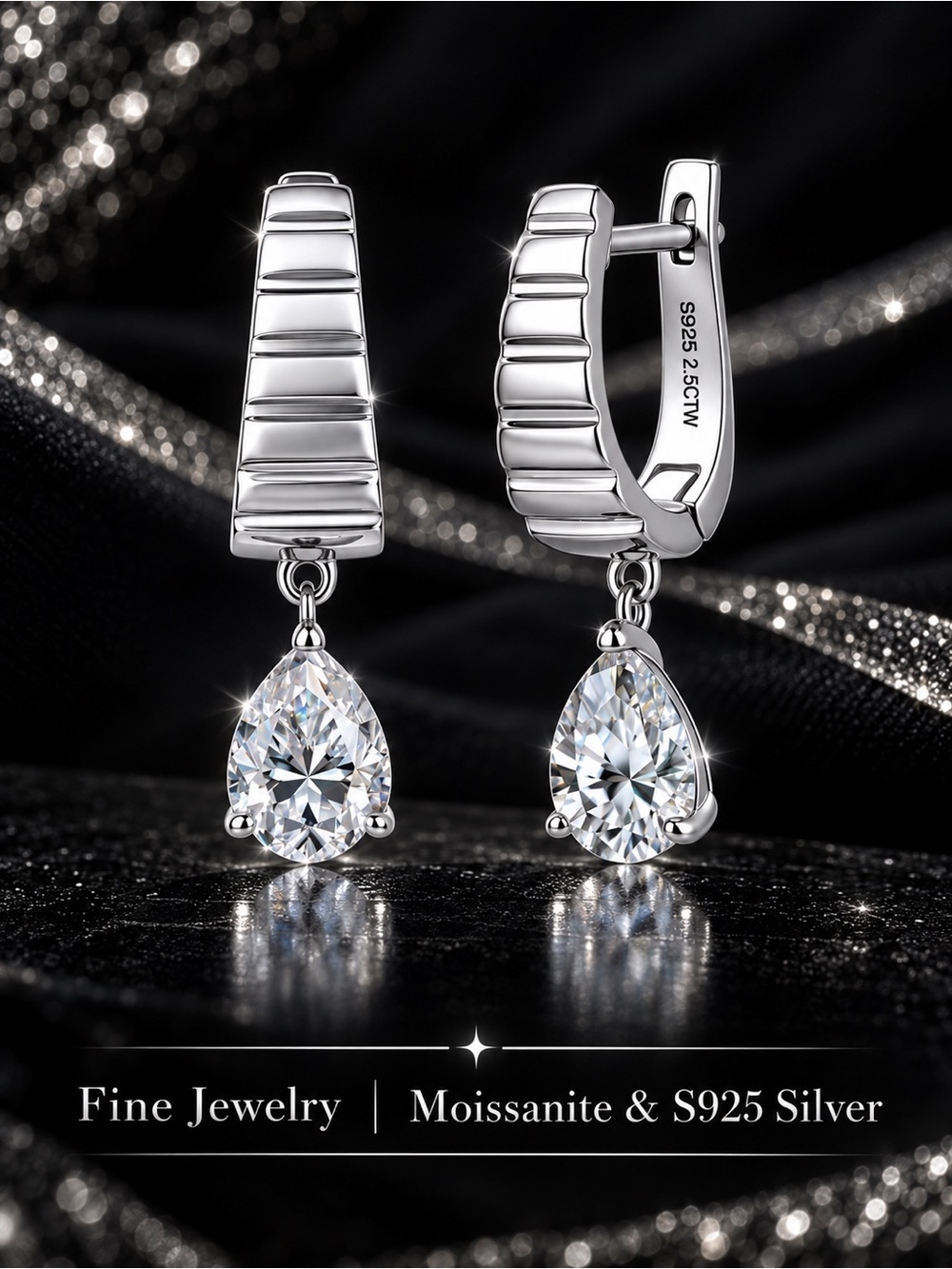 Teardrop Moissanite Drop Earrings